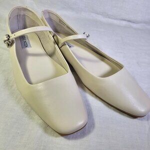Steve Madden Marree Genuine Leather Mary Jane Ballet Flat US8.5 Ivory